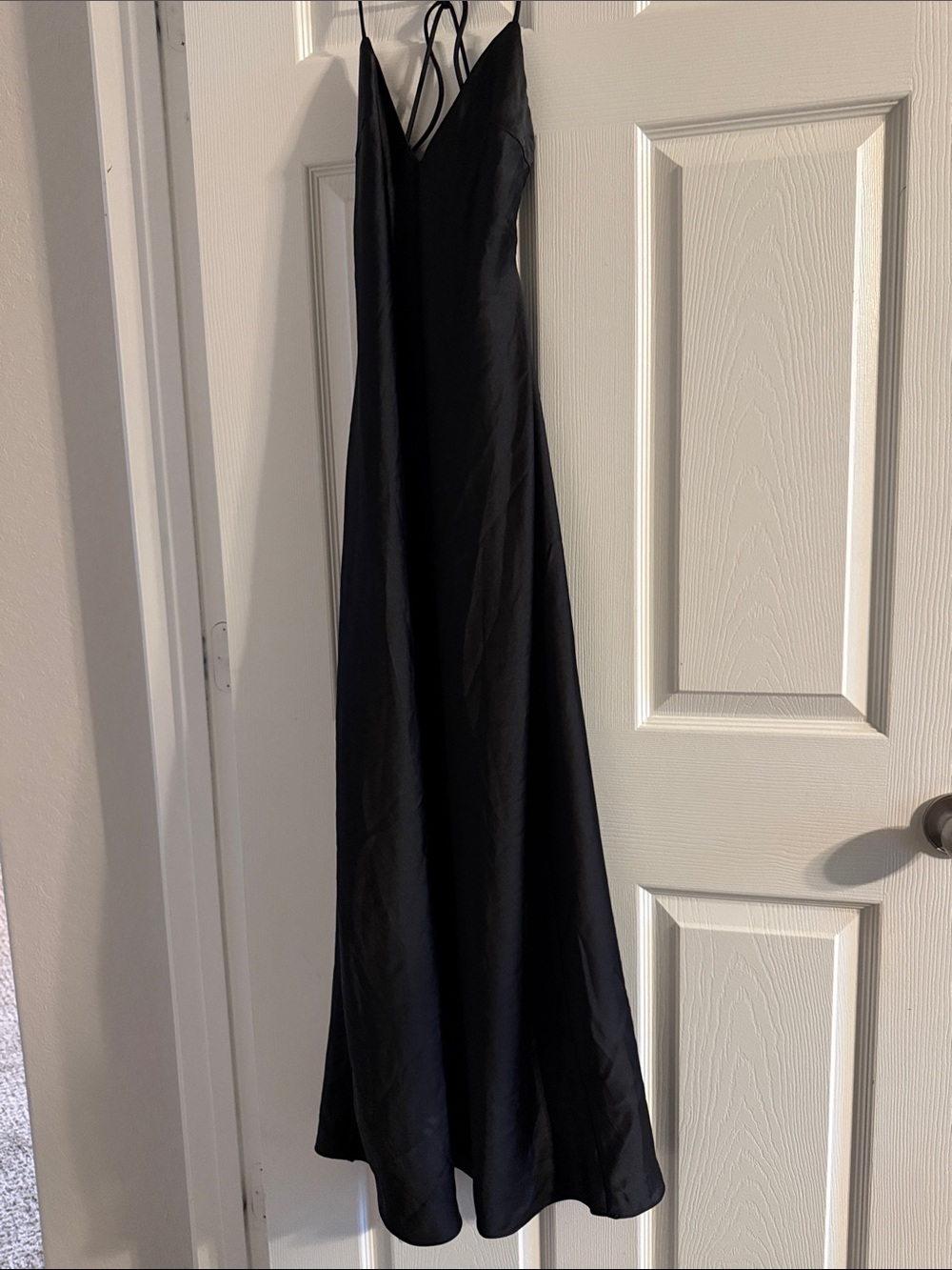Zara NWT Black Satin Strappy Maxi Dress Size Small